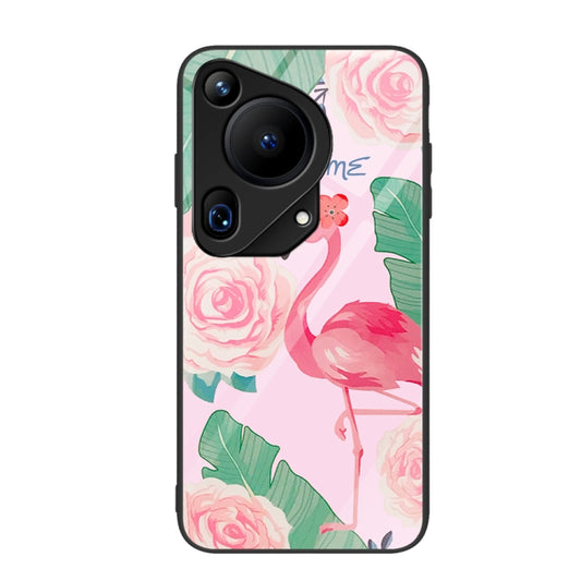 For Huawei Pura 70 Ultra Colorful Painted Glass Phone Case(Flamingo) - Huawei Cases by PMC Jewellery | Online Shopping South Africa | PMC Jewellery | Buy Now Pay Later Mobicred