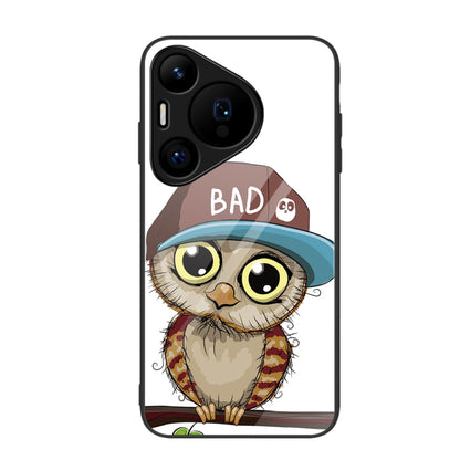 For Huawei Pura 70 Colorful Painted Glass Phone Case(Owl) - Huawei Cases by PMC Jewellery | Online Shopping South Africa | PMC Jewellery | Buy Now Pay Later Mobicred