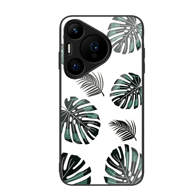 For Huawei Pura 70 Colorful Painted Glass Phone Case(Banana Leaf) - Huawei Cases by PMC Jewellery | Online Shopping South Africa | PMC Jewellery | Buy Now Pay Later Mobicred