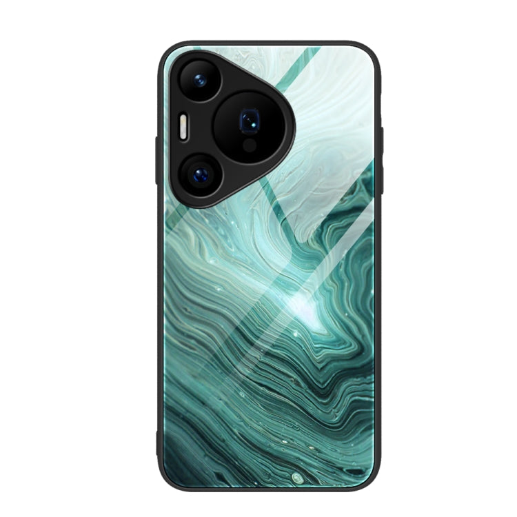 For Huawei Pura 70 Pro Marble Pattern Glass Protective Phone Case(Water Waves) - Huawei Cases by PMC Jewellery | Online Shopping South Africa | PMC Jewellery | Buy Now Pay Later Mobicred