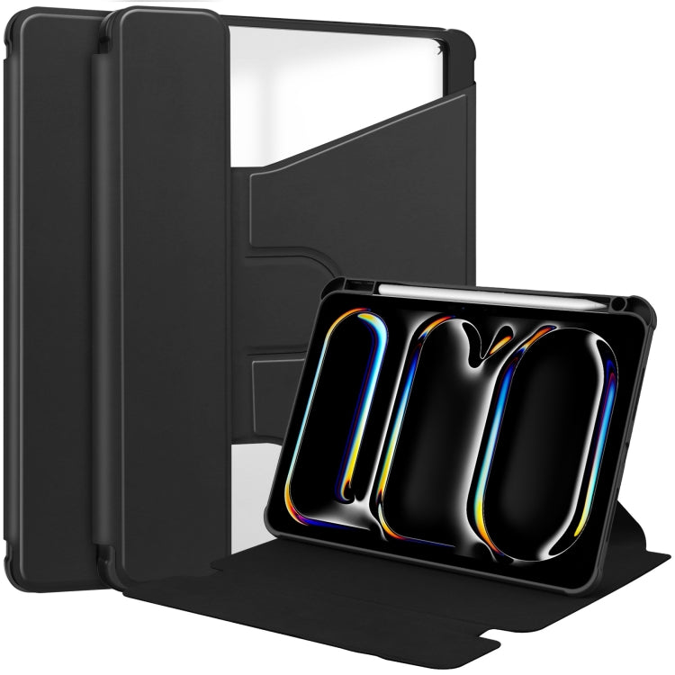 For iPad Pro 13 2024 Transparent Rotation Smart Leather Tablet Case(Black) - iPad Pro 13 2024 Cases by PMC TechLife | Online Shopping South Africa | PMC TechLife | Buy Now Pay Later Mobicred
