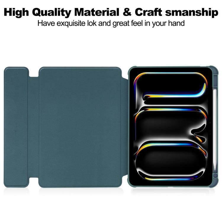 For iPad Pro 13 2024 Transparent Rotation Smart Leather Tablet Case(Dark Green) - iPad Pro 13 2024 Cases by PMC TechLife | Online Shopping South Africa | PMC TechLife | Buy Now Pay Later Mobicred