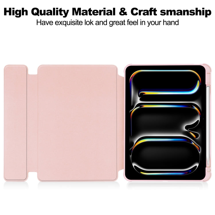 For iPad Pro 13 2024 Transparent Rotation Smart Leather Tablet Case(Pink) - iPad Pro 13 2024 Cases by PMC TechLife | Online Shopping South Africa | PMC TechLife | Buy Now Pay Later Mobicred