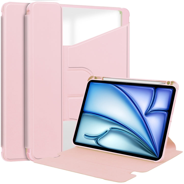 For iPad Air 13 2025 / 2024 Transparent Rotation Smart Leather Tablet Case(Pink) - iPad Air 13 2025 / 2024 Cases by PMC TechLife | Online Shopping South Africa | PMC TechLife | Buy Now Pay Later Mobicred