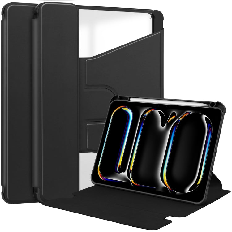 For iPad Pro 11 2024 Transparent Rotation Smart Leather Tablet Case(Black) - iPad Pro 11 2024 Cases by PMC TechLife | Online Shopping South Africa | PMC TechLife | Buy Now Pay Later Mobicred