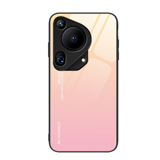 For Huawei Pura 70 Ultra Gradient Color Glass Phone Case(Yellow Pink) - Huawei Cases by PMC Jewellery | Online Shopping South Africa | PMC Jewellery | Buy Now Pay Later Mobicred