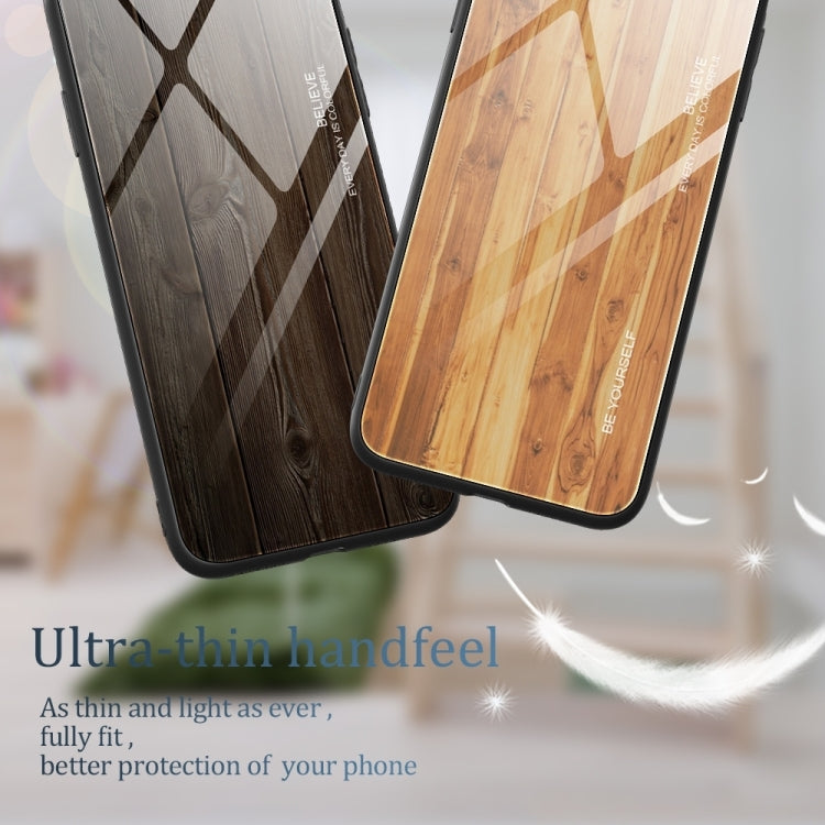 For Huawei Pura 70 Wood Grain Glass Phone Case(Grey) - Huawei Cases by PMC Jewellery | Online Shopping South Africa | PMC Jewellery | Buy Now Pay Later Mobicred