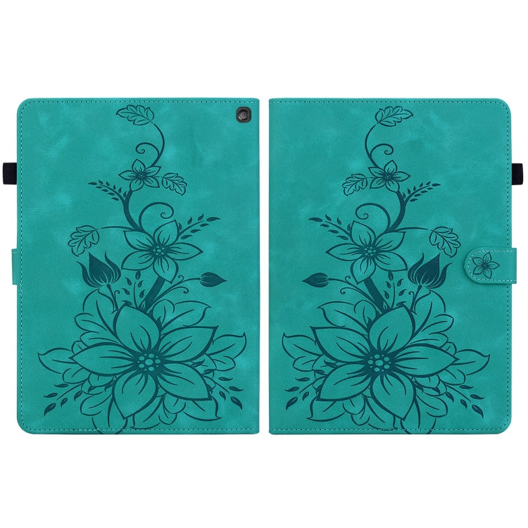 For Amazon Fire HD10 2023 Lily Embossed Leather Tablet Case(Green) - Amazon by PMC TechLife | Online Shopping South Africa | PMC TechLife | Buy Now Pay Later Mobicred