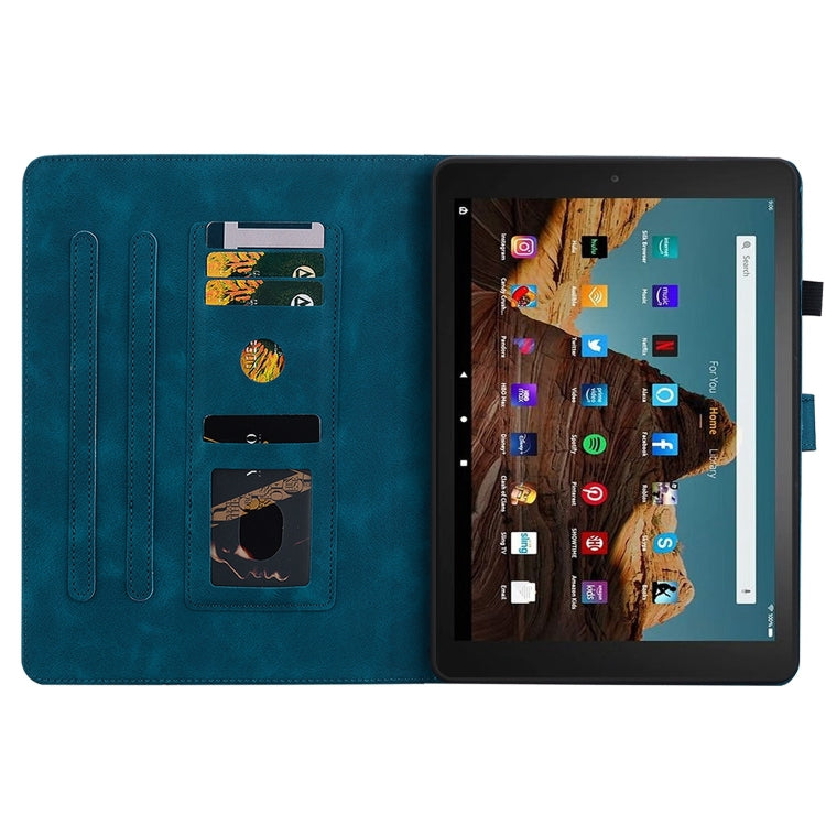 For Amazon Fire HD10 2023 Lily Embossed Leather Tablet Case(Dark Blue) - Amazon by PMC TechLife | Online Shopping South Africa | PMC TechLife | Buy Now Pay Later Mobicred