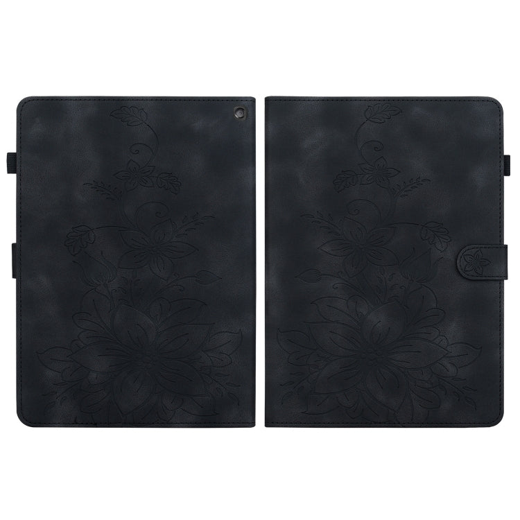 For Amazon Fire HD10 2023 Lily Embossed Leather Tablet Case(Black) - Amazon by PMC TechLife | Online Shopping South Africa | PMC TechLife | Buy Now Pay Later Mobicred