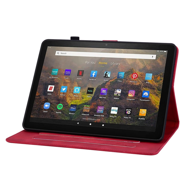 For Amazon Fire HD10 / HD10 Plus 2021 Lily Embossed Leather Smart Tablet Case(Red) - Amazon by PMC TechLife | Online Shopping South Africa | PMC TechLife | Buy Now Pay Later Mobicred