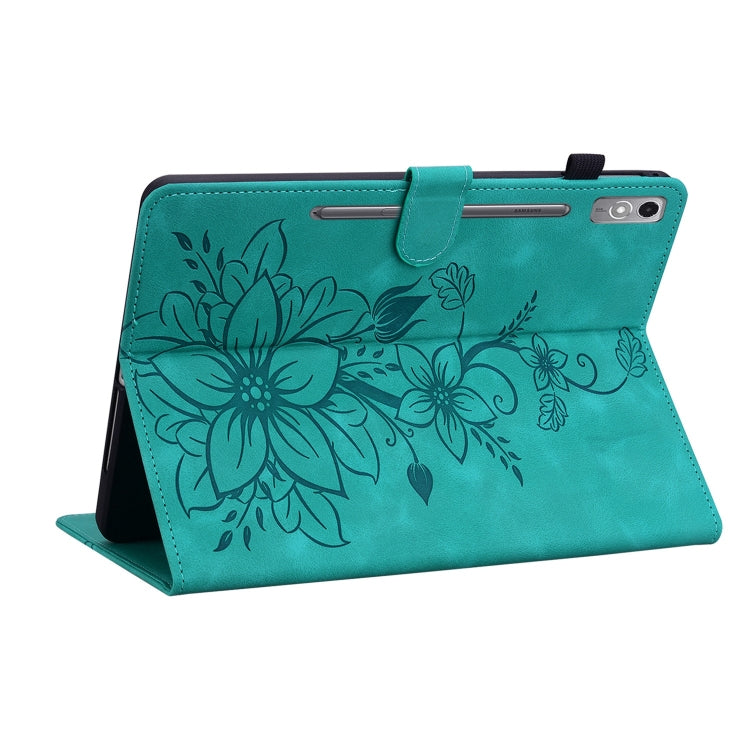 For Lenovo Tab P12 12.7 Lily Embossed Leather Tablet Case(Green) - free shipping - PMC TechLife - Order now!