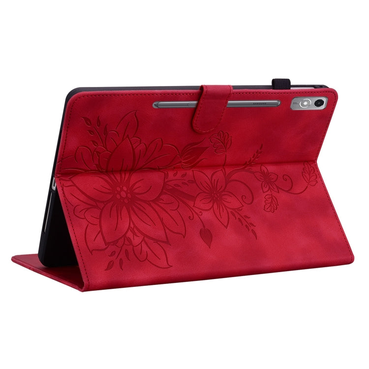 For Lenovo Tab P12 12.7 Lily Embossed Leather Tablet Case(Red) - Lenovo by PMC TechLife | Online Shopping South Africa | PMC TechLife | Buy Now Pay Later Mobicred