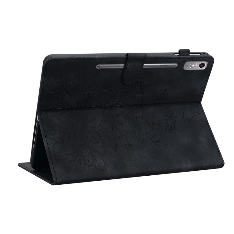 For Lenovo Tab P12 12.7 Lily Embossed Leather Tablet Case(Black) - Lenovo by PMC TechLife | Online Shopping South Africa | PMC TechLife | Buy Now Pay Later Mobicred