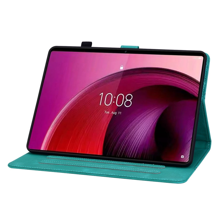 For Lenovo Tab M10 5G 2023 Lily Embossed Leather Tablet Case(Green) - Lenovo by PMC TechLife | Online Shopping South Africa | PMC TechLife | Buy Now Pay Later Mobicred