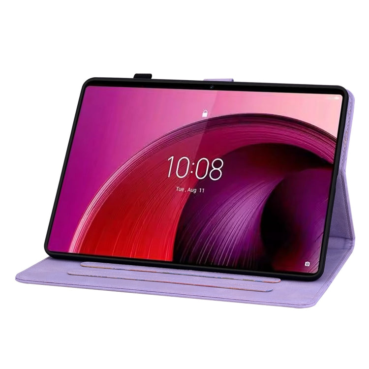 For Lenovo Tab M10 5G 2023 Lily Embossed Leather Tablet Case(Purple) - Lenovo by PMC TechLife | Online Shopping South Africa | PMC TechLife | Buy Now Pay Later Mobicred