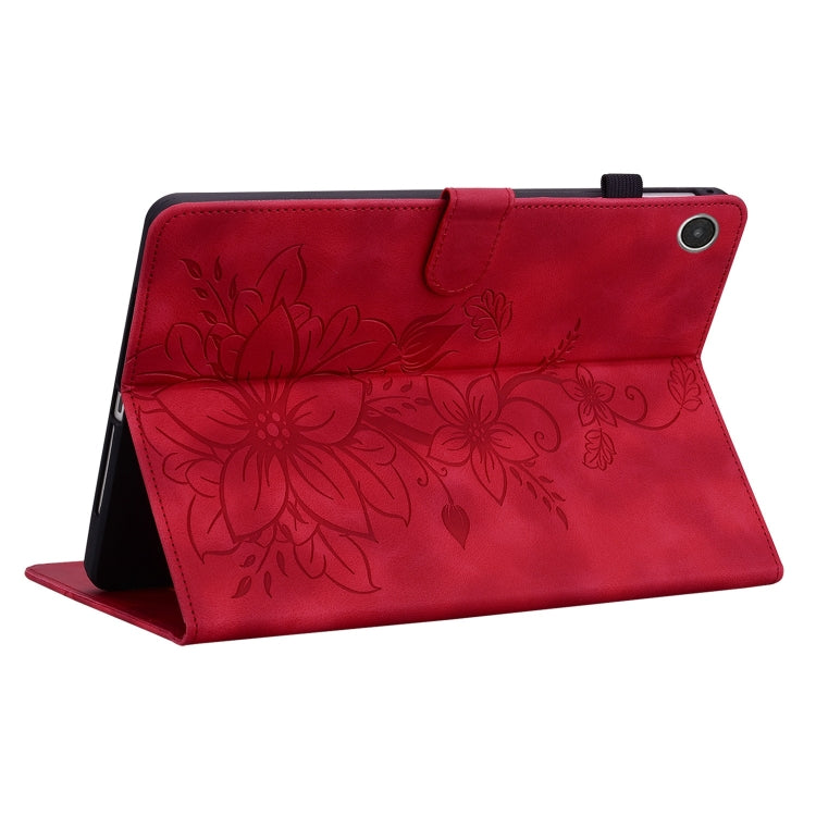 For Lenovo Tab M8 4th Gen TB300FU Lily Embossed Leather Tablet Case(Red) - Lenovo by PMC TechLife | Online Shopping South Africa | PMC TechLife | Buy Now Pay Later Mobicred