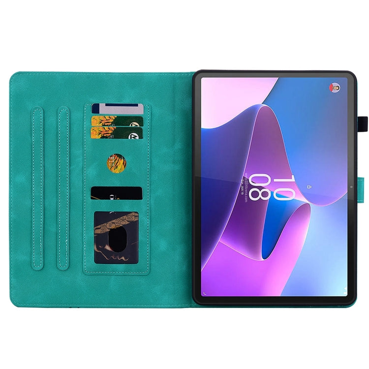 For Lenovo Tab P11 Pro Gen 2 11.2 Lily Embossed Leather Tablet Case(Green) - Lenovo by PMC TechLife | Online Shopping South Africa | PMC TechLife | Buy Now Pay Later Mobicred