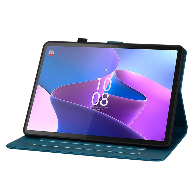 For Lenovo Tab P11 Pro Gen 2 11.2 Lily Embossed Leather Tablet Case(Dark Blue) - Lenovo by PMC TechLife | Online Shopping South Africa | PMC TechLife | Buy Now Pay Later Mobicred