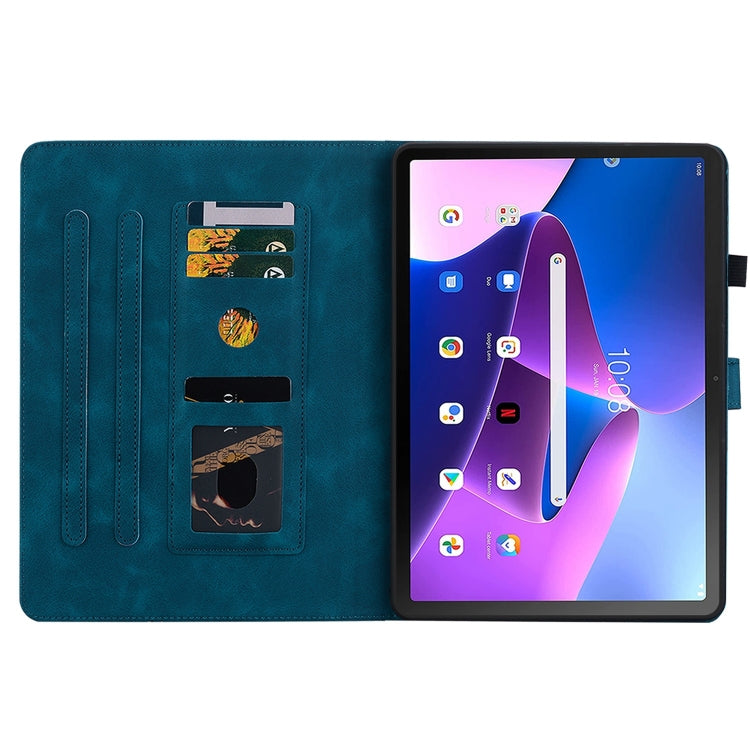 For Lenovo Tab M10 10.1 3rd Gen Lily Embossed Leather Tablet Case(Dark Blue) - Lenovo by PMC TechLife | Online Shopping South Africa | PMC TechLife | Buy Now Pay Later Mobicred