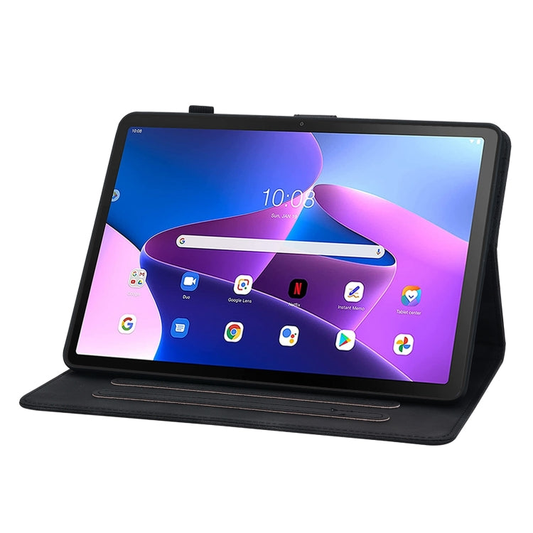 For Lenovo Tab M10 10.1 3rd Gen Lily Embossed Leather Tablet Case(Black) - Lenovo by PMC TechLife | Online Shopping South Africa | PMC TechLife | Buy Now Pay Later Mobicred