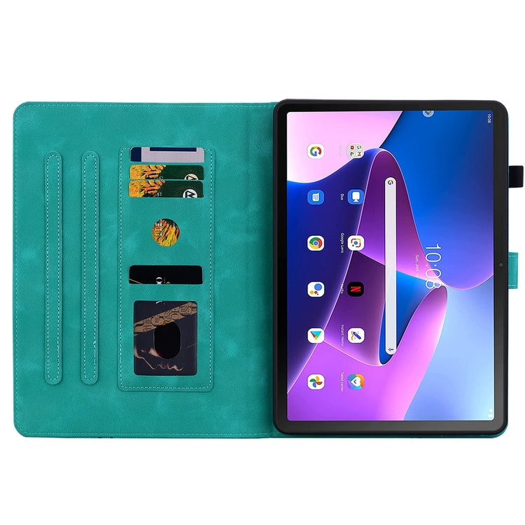 For Lenovo Tab M10 Plus 10.6 3rd Gen Lily Embossed Leather Tablet Case(Green) - Lenovo by PMC TechLife | Online Shopping South Africa | PMC TechLife | Buy Now Pay Later Mobicred