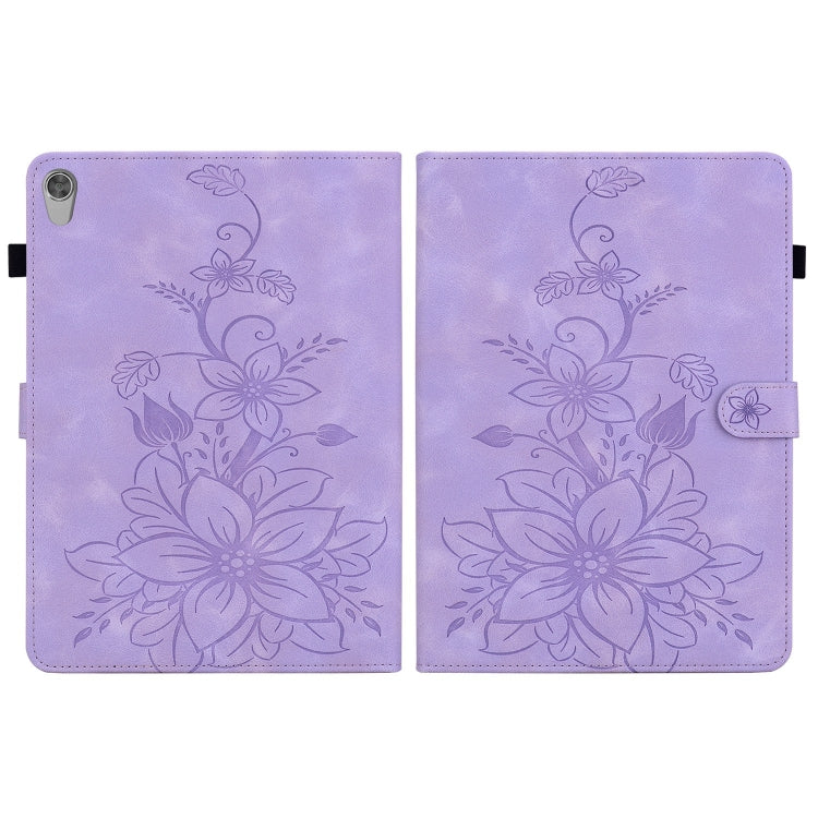 For Lenovo Tab M10 HD Gen2 Lily Embossed Leather Tablet Case(Purple) - Lenovo by PMC TechLife | Online Shopping South Africa | PMC TechLife | Buy Now Pay Later Mobicred