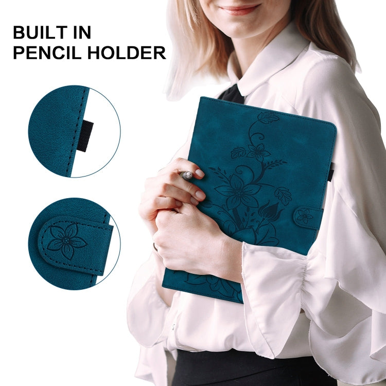 For Lenovo Tab M10 HD Gen2 Lily Embossed Leather Tablet Case(Dark Blue) - free shipping - PMC TechLife - Order now!