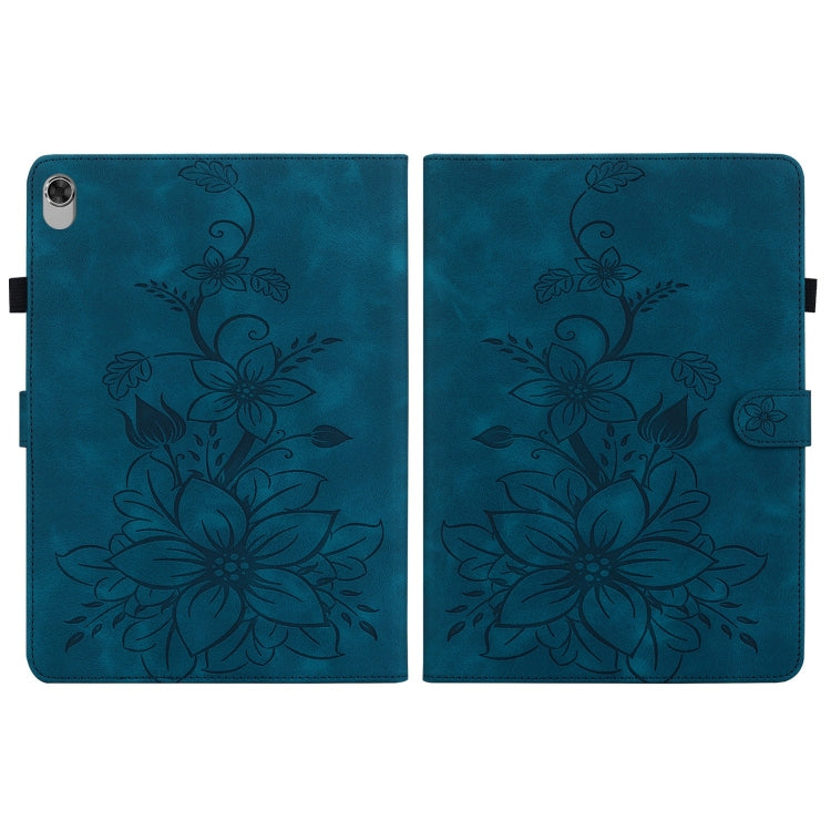 For Lenovo M10 Plus 10.3 Lily Embossed Leather Tablet Case(Dark Blue) - Lenovo by PMC TechLife | Online Shopping South Africa | PMC TechLife | Buy Now Pay Later Mobicred