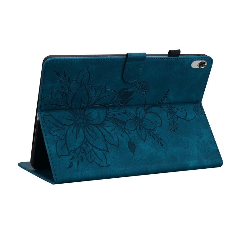 For Lenovo M10 Plus 10.3 Lily Embossed Leather Tablet Case(Dark Blue) - Lenovo by PMC TechLife | Online Shopping South Africa | PMC TechLife | Buy Now Pay Later Mobicred