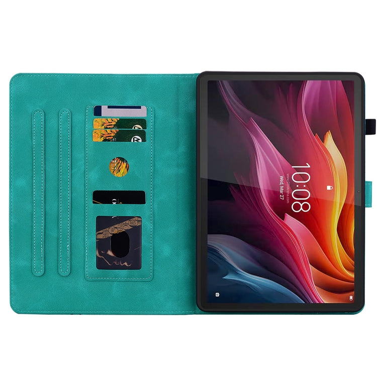 For Lenovo Tab K11 Plus Lily Embossed Leather Tablet Case(Green) - Lenovo by PMC TechLife | Online Shopping South Africa | PMC TechLife | Buy Now Pay Later Mobicred