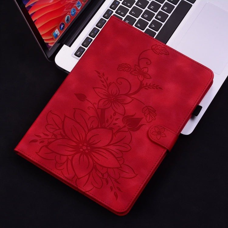 For Lenovo Tab K11 Plus Lily Embossed Leather Tablet Case(Red) - Lenovo by PMC TechLife | Online Shopping South Africa | PMC TechLife | Buy Now Pay Later Mobicred