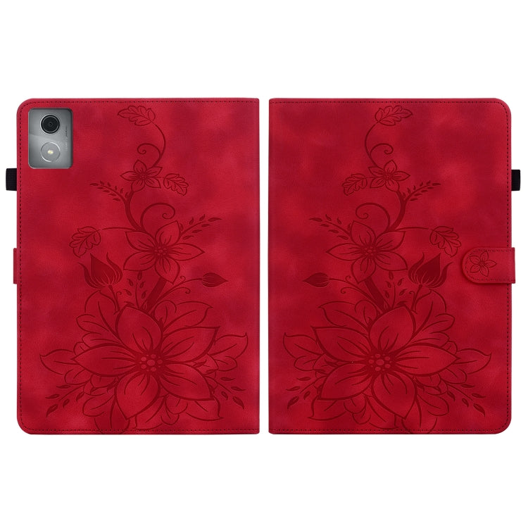 For Lenovo Tab K11 Plus Lily Embossed Leather Tablet Case(Red) - Lenovo by PMC TechLife | Online Shopping South Africa | PMC TechLife | Buy Now Pay Later Mobicred