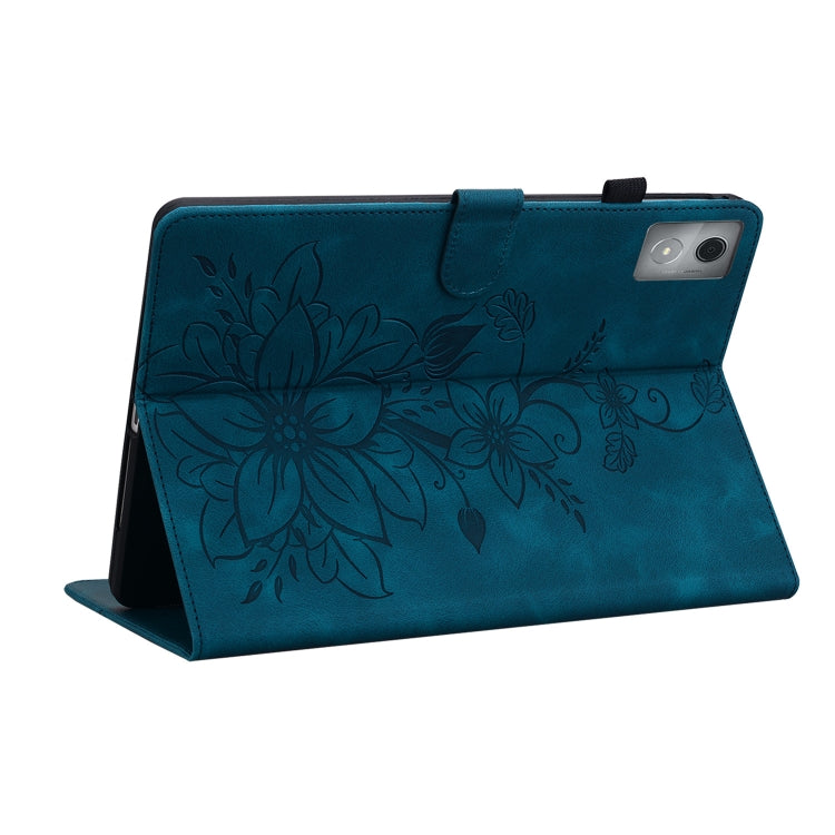 For Lenovo Tab K11 Plus Lily Embossed Leather Tablet Case(Dark Blue) - Lenovo by PMC TechLife | Online Shopping South Africa | PMC TechLife | Buy Now Pay Later Mobicred
