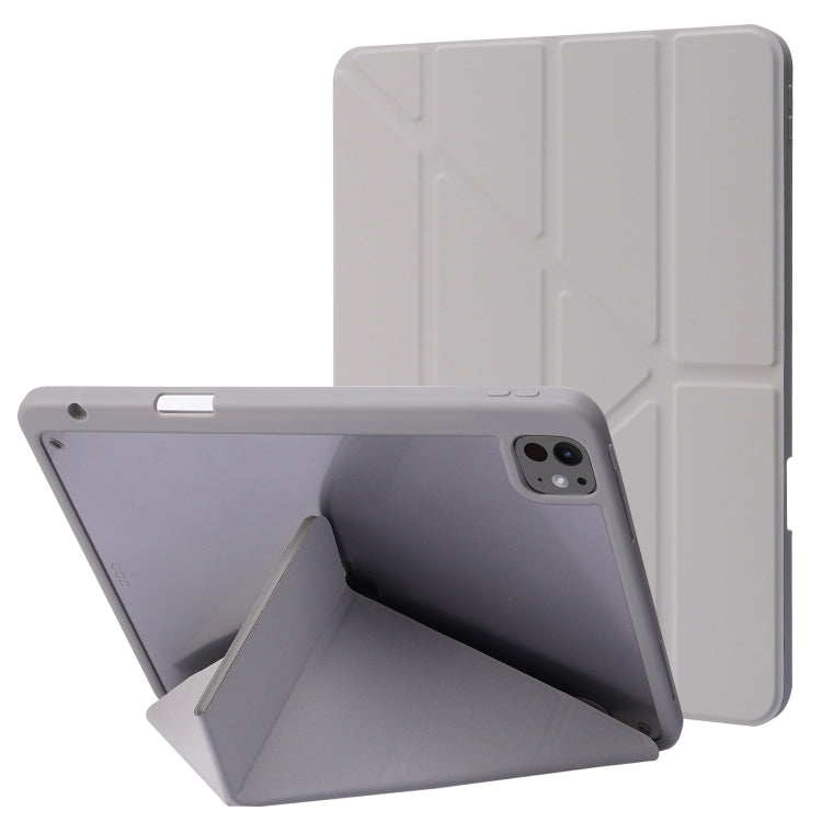For iPad Pro 11 2024 Deformation Transparent Acrylic Leather Tablet Case(Grey) - iPad Pro 11 2024 Cases by PMC TechLife | Online Shopping South Africa | PMC TechLife | Buy Now Pay Later Mobicred