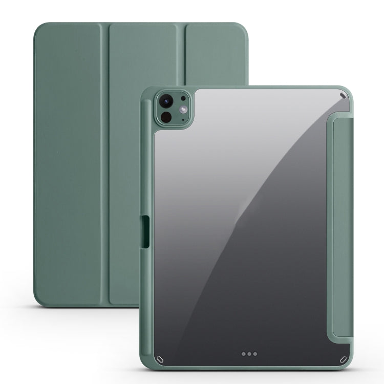 For iPad Pro 13 2024 Acrylic 3-folding Smart Leather Tablet Case(Dark Green) - iPad Pro 13 2024 Cases by PMC TechLife | Online Shopping South Africa | PMC TechLife | Buy Now Pay Later Mobicred