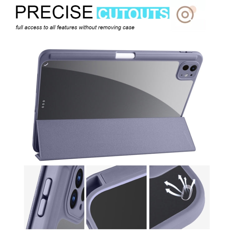 For iPad Pro 13 2024 Acrylic 3-folding Smart Leather Tablet Case(Purple) - iPad Pro 13 2024 Cases by PMC TechLife | Online Shopping South Africa | PMC TechLife | Buy Now Pay Later Mobicred