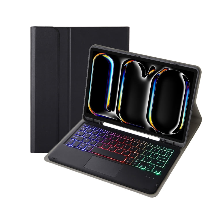 For iPad Pro 11 2024 A13B-AS Lambskin Texture Backlight Bluetooth Touch Keyboard Leather Tablet Case with Pen Slot(Black) - For iPad Pro by PMC TechLife | Online Shopping South Africa | PMC TechLife | Buy Now Pay Later Mobicred