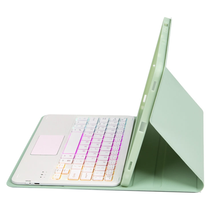 For iPad Pro 11 2024 A13B-AS Lambskin Texture Backlight Bluetooth Touch Keyboard Leather Tablet Case with Pen Slot(Light Green) - For iPad Pro by PMC TechLife | Online Shopping South Africa | PMC TechLife | Buy Now Pay Later Mobicred