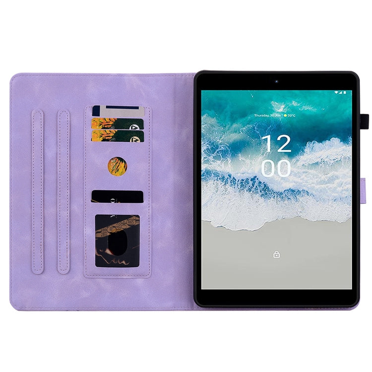 For Nokia T21 Lily Embossed Leather Tablet Case(Purple) - Nokia by PMC TechLife | Online Shopping South Africa | PMC TechLife | Buy Now Pay Later Mobicred