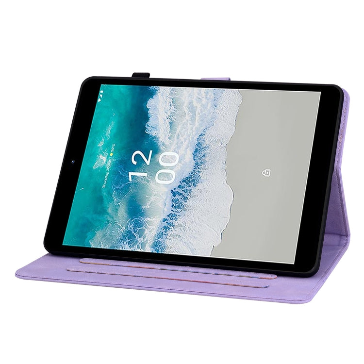 For Nokia T21 Lily Embossed Leather Tablet Case(Purple) - Nokia by PMC TechLife | Online Shopping South Africa | PMC TechLife | Buy Now Pay Later Mobicred