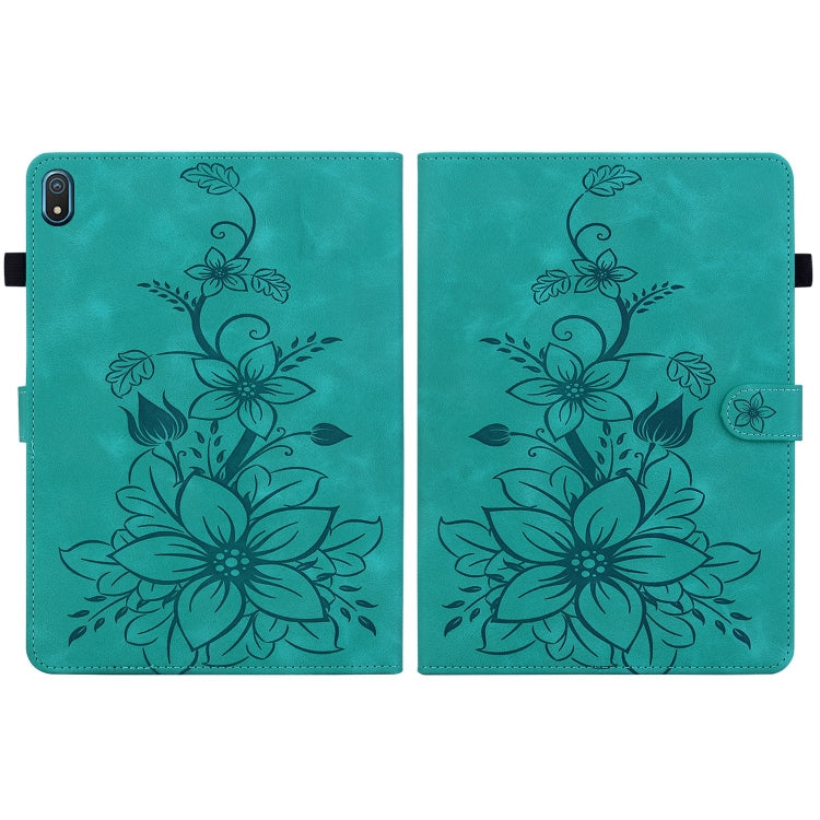 For Nokia T20 10.4 2021 Lily Embossed Leather Tablet Case(Green) - Nokia by PMC TechLife | Online Shopping South Africa | PMC TechLife | Buy Now Pay Later Mobicred