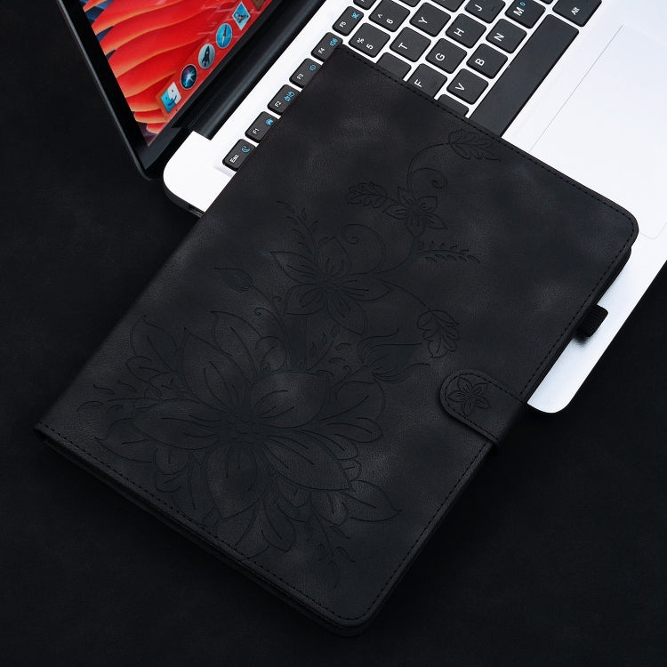 For Nokia T20 10.4 2021 Lily Embossed Leather Tablet Case(Black) - Nokia by PMC TechLife | Online Shopping South Africa | PMC TechLife | Buy Now Pay Later Mobicred