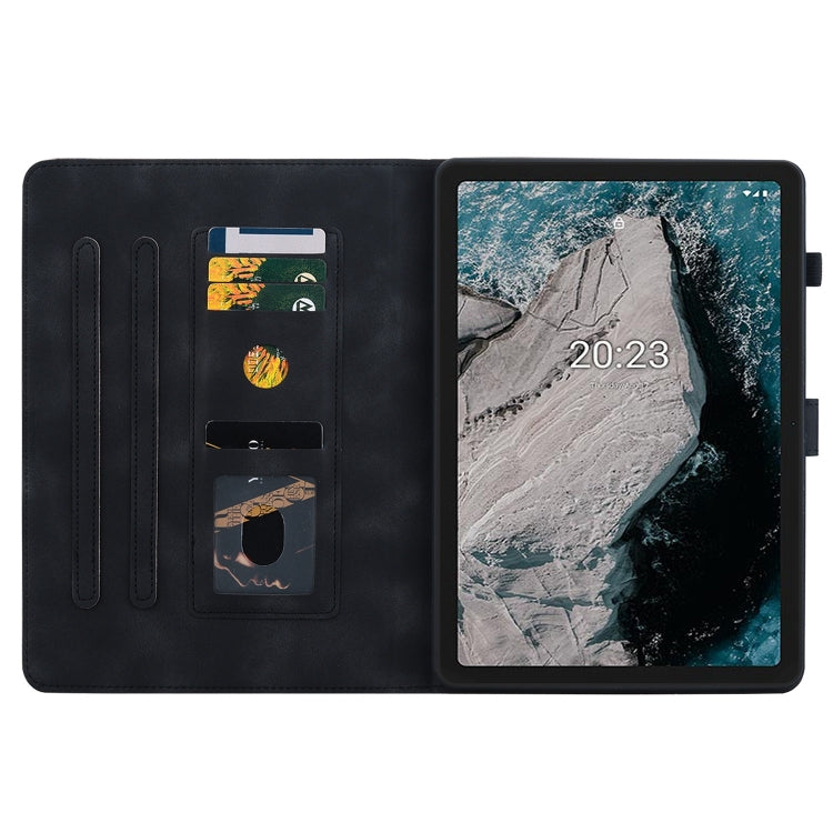 For Nokia T20 10.4 2021 Lily Embossed Leather Tablet Case(Black) - Nokia by PMC TechLife | Online Shopping South Africa | PMC TechLife | Buy Now Pay Later Mobicred