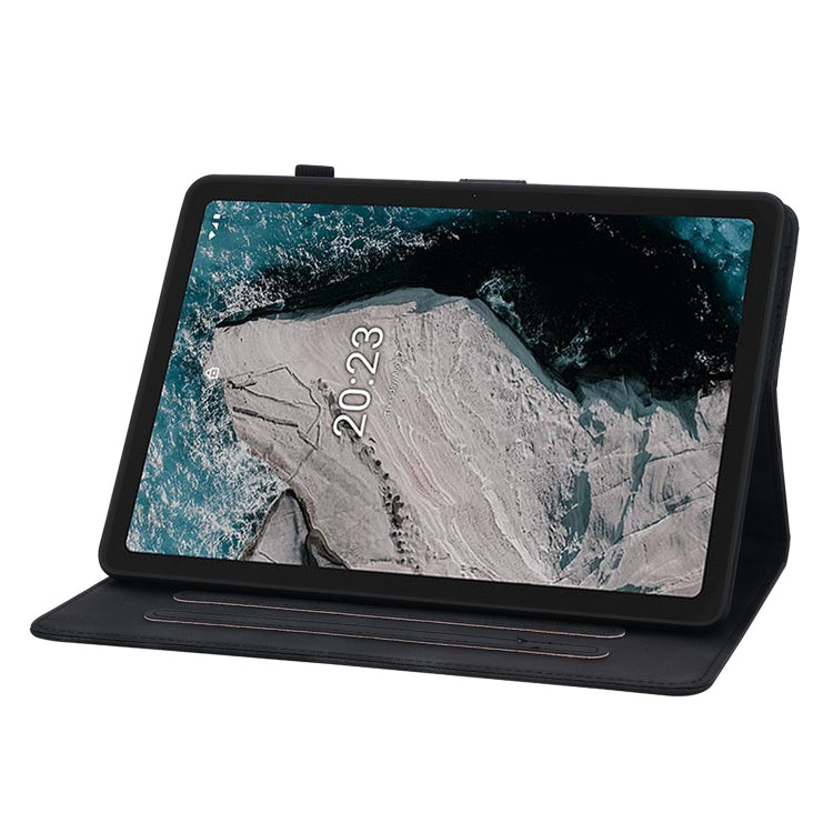 For Nokia T20 10.4 2021 Lily Embossed Leather Tablet Case(Black) - Nokia by PMC TechLife | Online Shopping South Africa | PMC TechLife | Buy Now Pay Later Mobicred