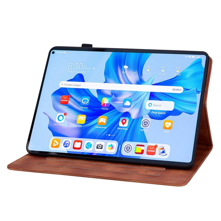 For Huawei MatePad Pro 11 2022 Lily Embossed Leather Tablet Case(Brown) - Huawei by PMC TechLife | Online Shopping South Africa | PMC TechLife | Buy Now Pay Later Mobicred