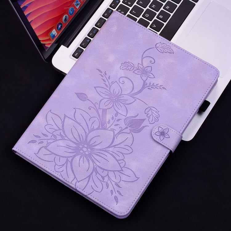 For Huawei MatePad Pro 11 2022 Lily Embossed Leather Tablet Case(Purple) - Huawei by PMC TechLife | Online Shopping South Africa | PMC TechLife | Buy Now Pay Later Mobicred