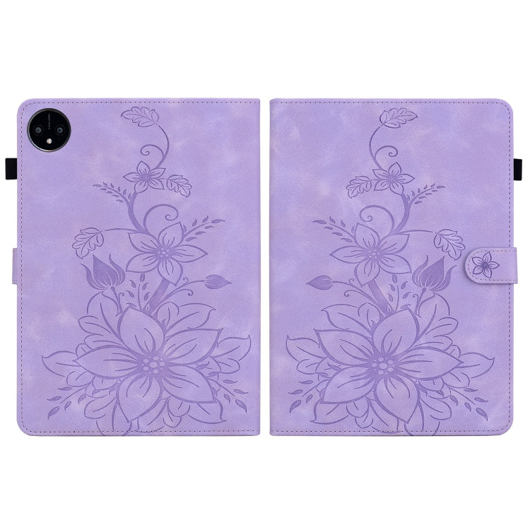 For Huawei MatePad Pro 11 2022 Lily Embossed Leather Tablet Case(Purple) - Huawei by PMC TechLife | Online Shopping South Africa | PMC TechLife | Buy Now Pay Later Mobicred