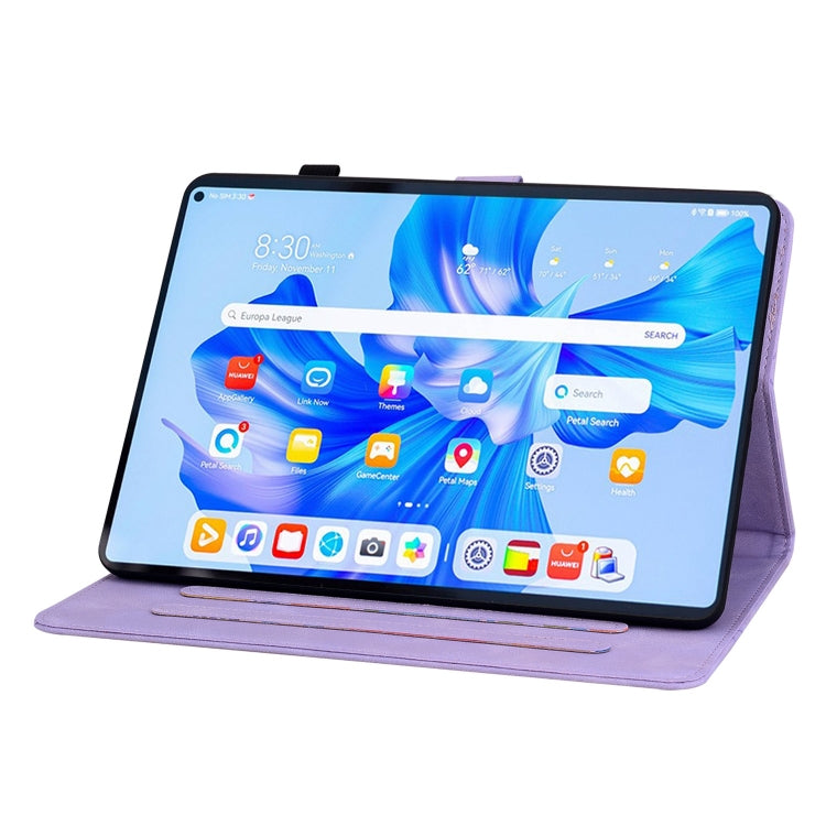For Huawei MatePad Pro 11 2022 Lily Embossed Leather Tablet Case(Purple) - Huawei by PMC TechLife | Online Shopping South Africa | PMC TechLife | Buy Now Pay Later Mobicred