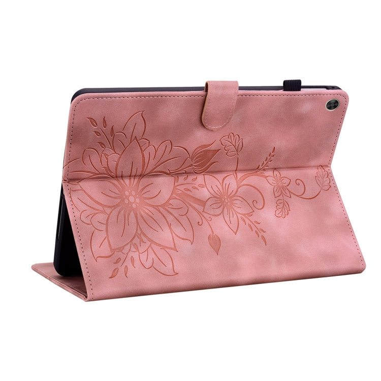 For Huawei MatePad T 10s / Enjoy Tablet 2 Lily Embossed Leather Tablet Case(Pink) - Huawei by PMC TechLife | Online Shopping South Africa | PMC TechLife | Buy Now Pay Later Mobicred